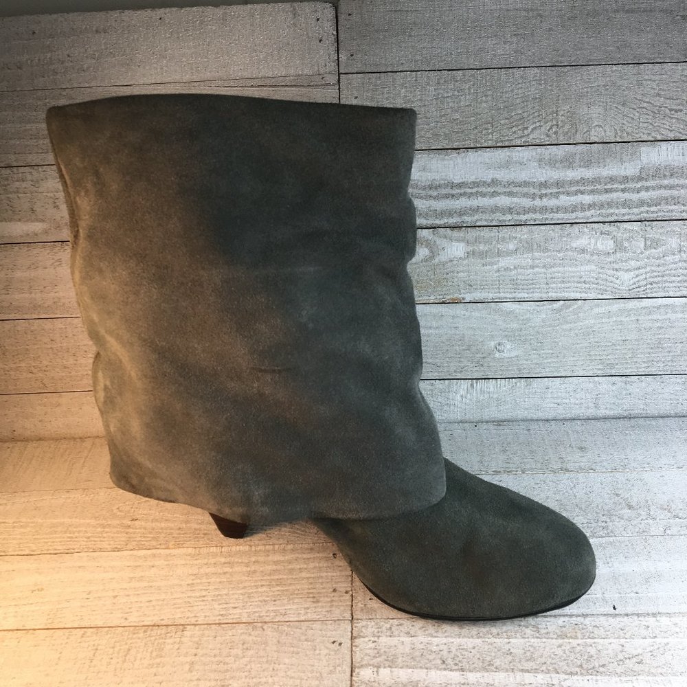 Steve Madden Fold Over Boot Gray Suede Women 9.5